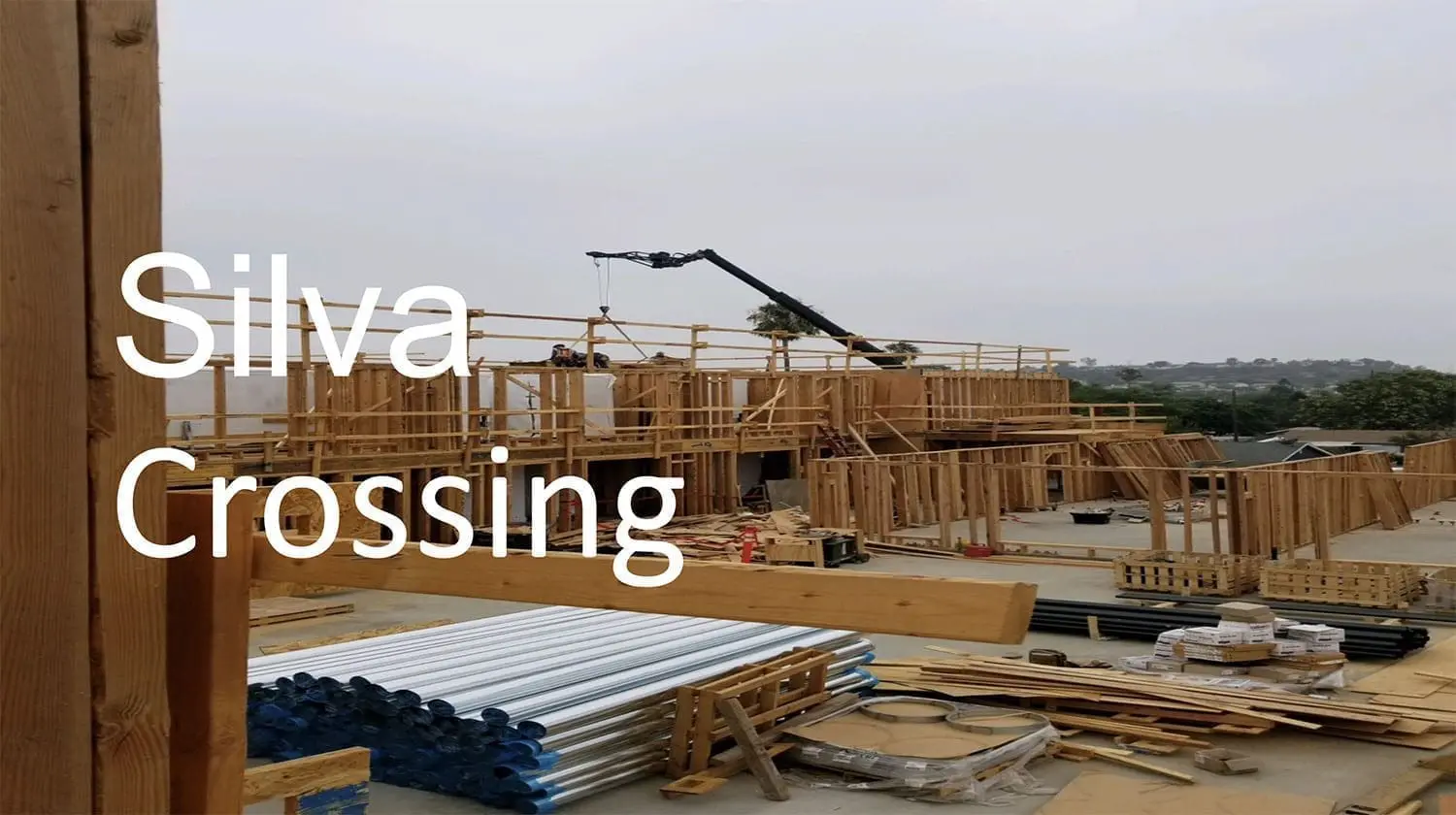 View of wood framing during building construction