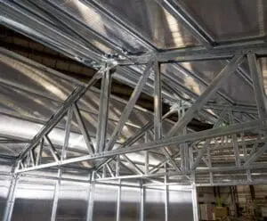 Steel frame roofing structure