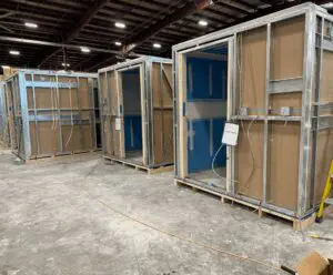 Floorless Bathrooms from B&T Manufacturing during construction