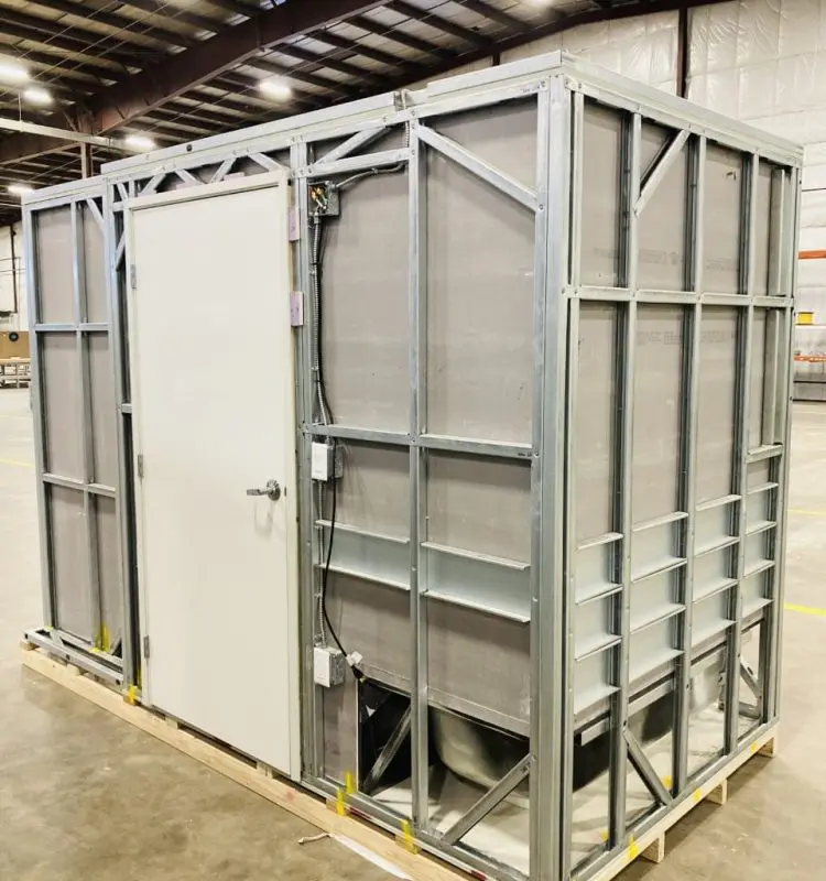 Exterior of a B and T Bathroom Pod