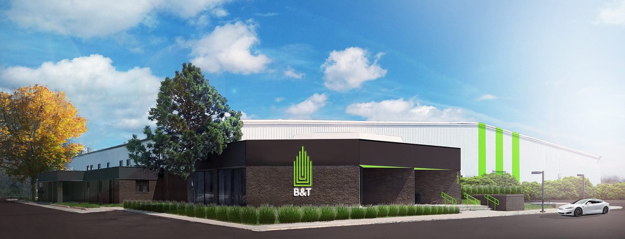 Rendered Outside view of B&T Manufacturing Building