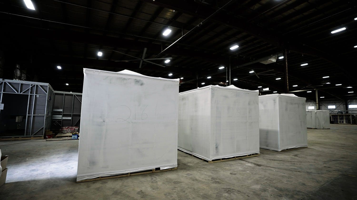 Modular bathroom pods ready for delivery