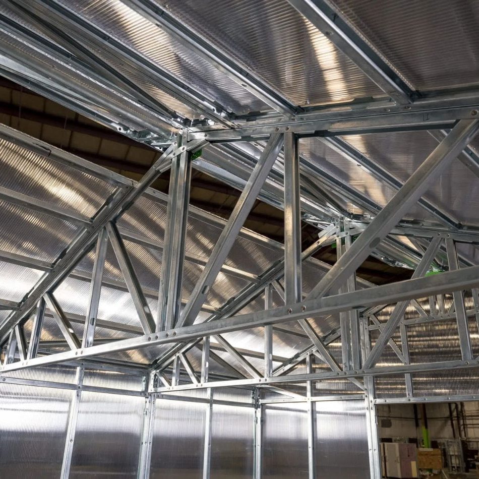Steel frame roofing structure